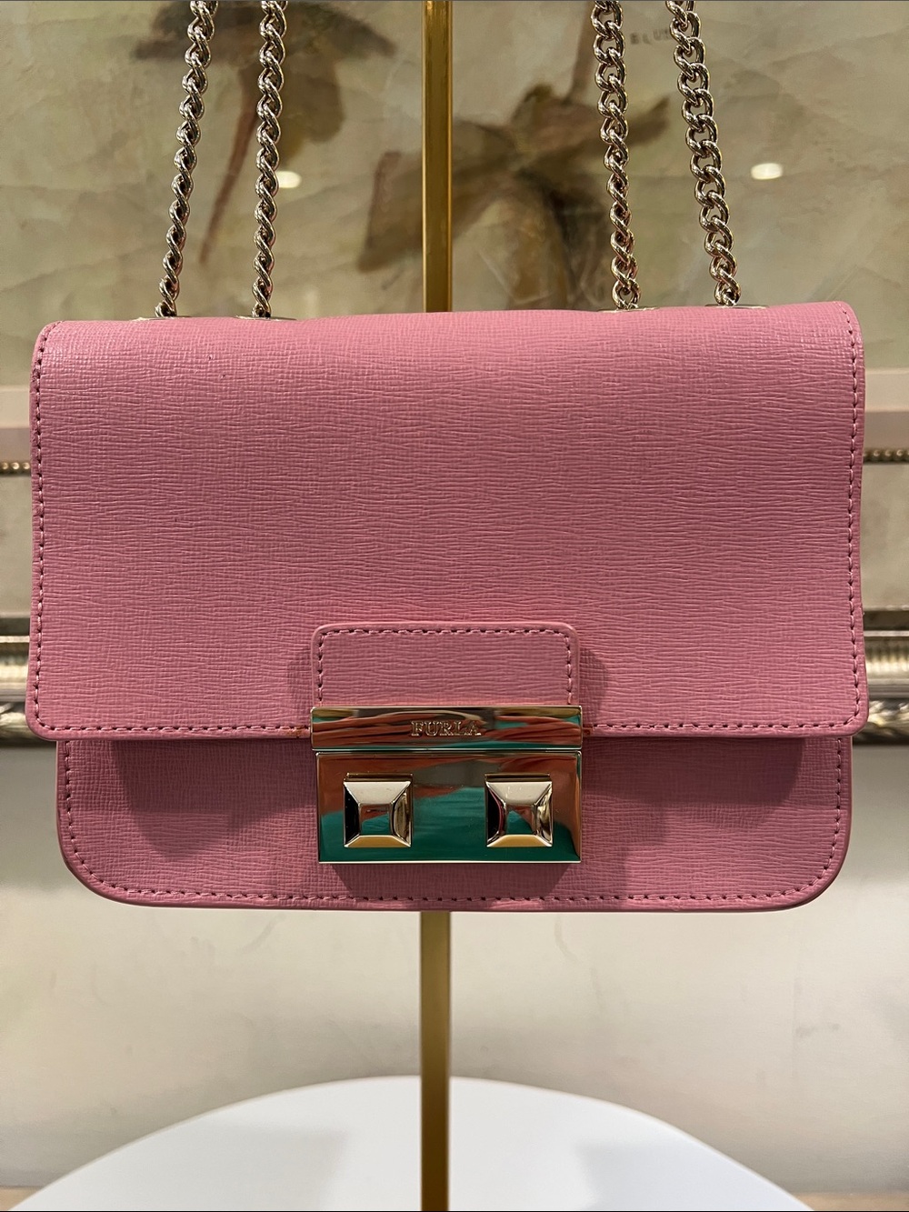 Furla Metropolis Pink Leather Crossbody Shoulder Bag EUC